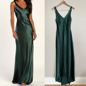 Lulu's Elegant Green Maxi Dress